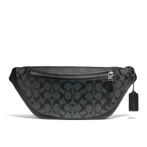 NWT COACH Warren Unisex Belt Bag in Charcoal/Black Signature Canvas